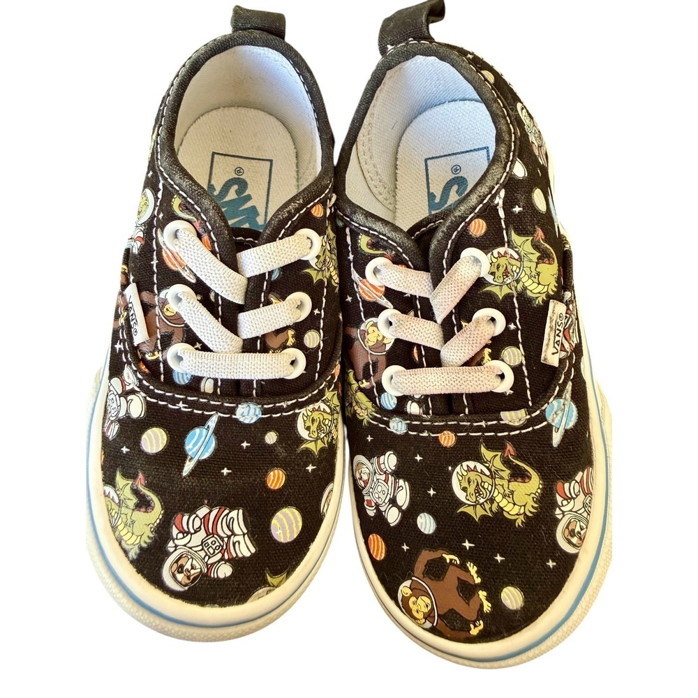 VANS Authentic Cosmic Zoo Glow in the‎ Dark Shoes Pull On Lace Toddler 7